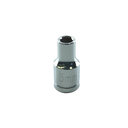K-Tool International 1/4" Drive, 5mm Metric Socket, 6 Points, Stan, 6 pt., 1/4"Drive, 5mm KTI-26105